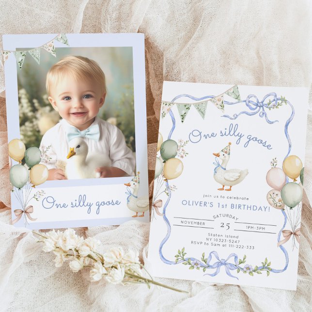 Invitation Photo d'une oie bête 1er anniversaire (Créateur téléchargé)