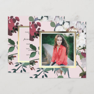 Invitation Photo d'une partie de graduation florale assez flo