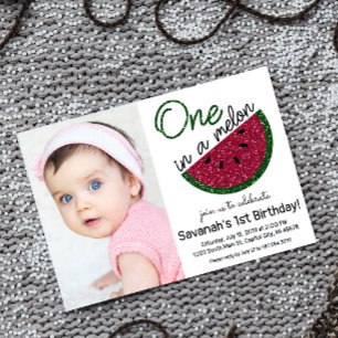 Invitation Photo d'une pastèque dans un Melon Premier anniver
