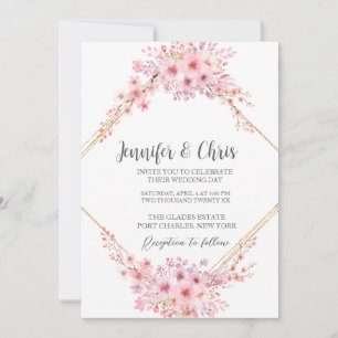 Invitation Photo Elegant Cherry Blossom QR Code Mariage