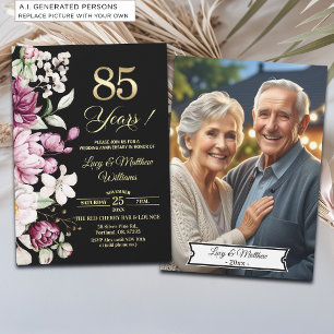 Invitation Photo élégant d'anniversaire de mariage de 85 ans