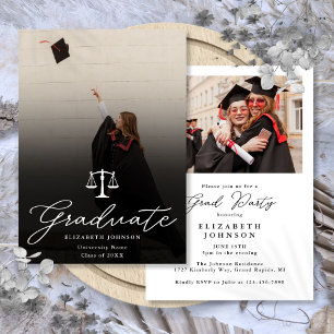Invitation Photo Elegant Script Law School Graduation Party