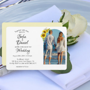 Invitation photo élégante d'arche de marguerite to