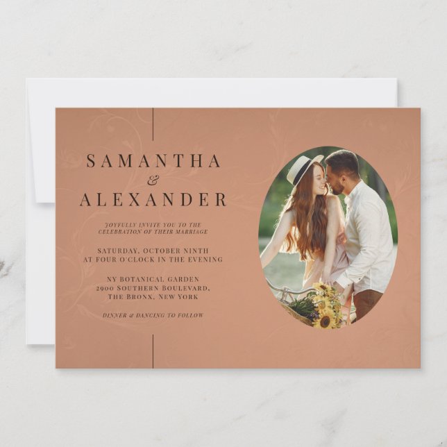 Invitation Photo en ligne Terracotta QR Code Budget Mariage (Devant)