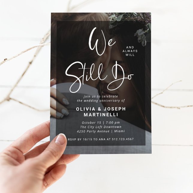 Invitation Photo en noir et blanc superposée – Renouvellement (Créateur téléchargé)