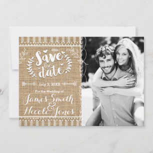 Invitation photo en toile de jute rustique pour sa