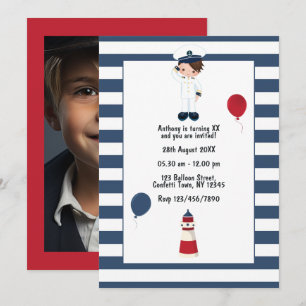 Invitation Photo Enfants Personnalisée Marine Nautique Annive