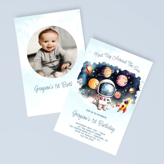 Invitation Photo Enfants Rocket de l'extérieur (Créateur téléchargé)