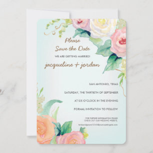 Invitation Photo Enregistrer la date Moderne Aquarelle Floral