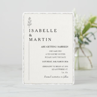 Invitation Photo Enregistrer la date QR Code Deckled Edge Mar
