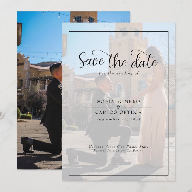 Invitation Photo Enregistrer le Mariage Date (Devant / Derrière)