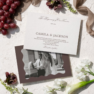 Invitation Photo Espresso Marron Mariage