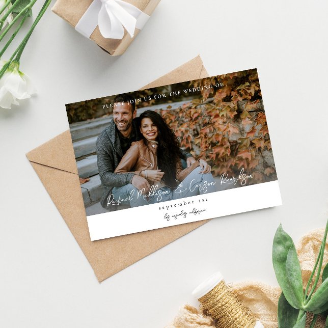 Invitation Photo et calligraphie 14 Mariage horizontal moyen  (Créateur téléchargé)