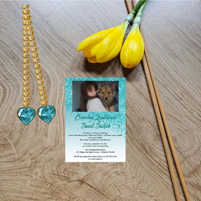 Invitation Photo et chute du Sweet sixteen de Parties scintil (Créateur téléchargé)