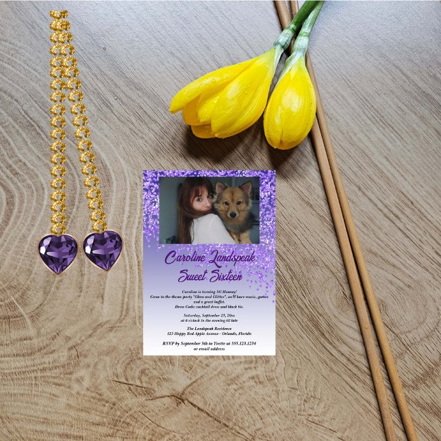 Invitation Photo et chute du Sweet sixteen de Parties scintil (Créateur téléchargé)