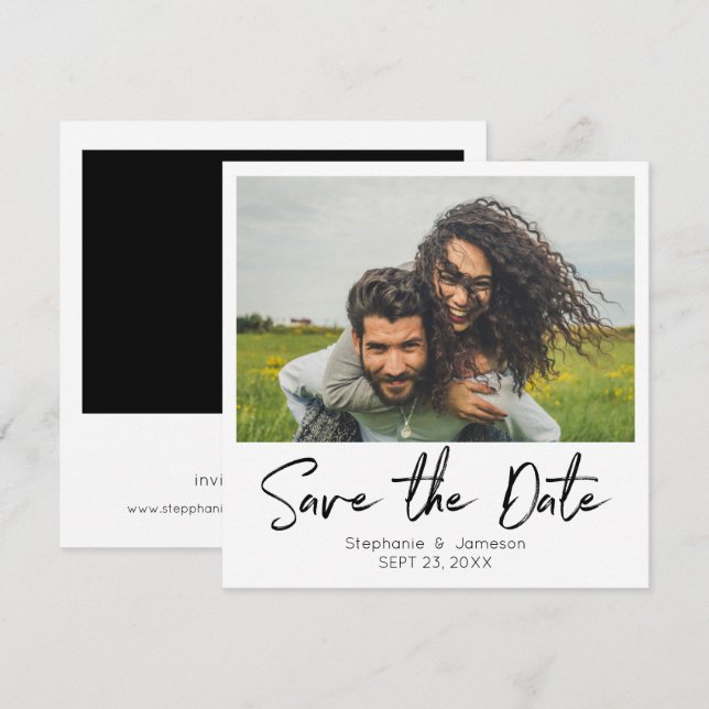 Invitation Photo et typographie instantanée Enregistrer la da (Devant / Derrière)