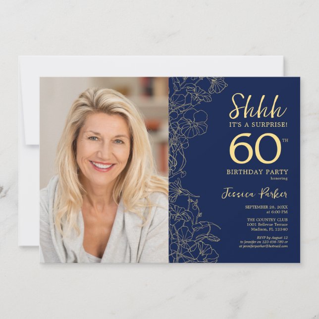 Invitation Photo étonnante or de la Marine 60e anniversaire (Devant)