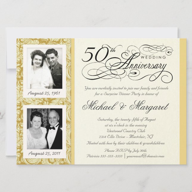 Invitation photo fantaisie 2 pour le 50e anniversa (Devant)