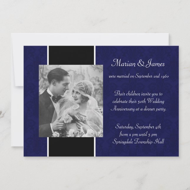 Invitation Photo fête d'anniversaire de mariage de 50 ans (Devant)