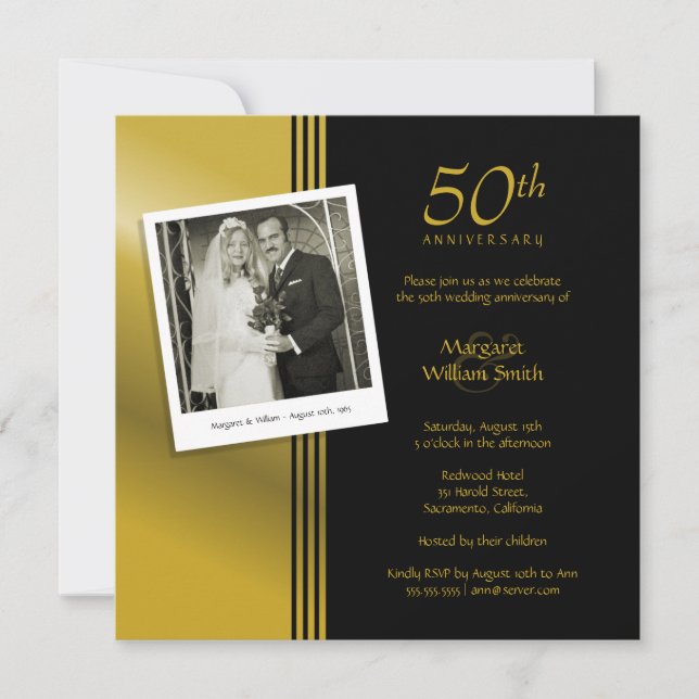 Invitation Photo fête des 50 ans de mariage Golden (Devant)