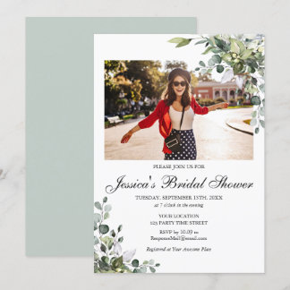 Invitation PHOTO Fête des mariées Eucalyptus