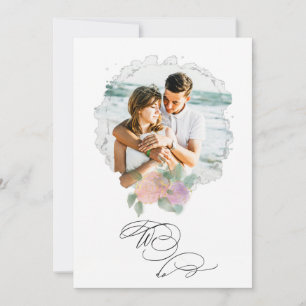 Invitation *~* PHOTO Fleur ROSE RSVP + QR AR6 Mariage Invit