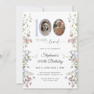 Invitation Photo fleur sauvage 100e anniversaire