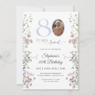 Invitation Photo fleur sauvage 80e anniversaire
