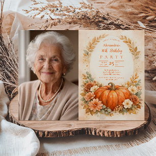 Invitation Photo Fleurie Anniversaire Citrouille Automne