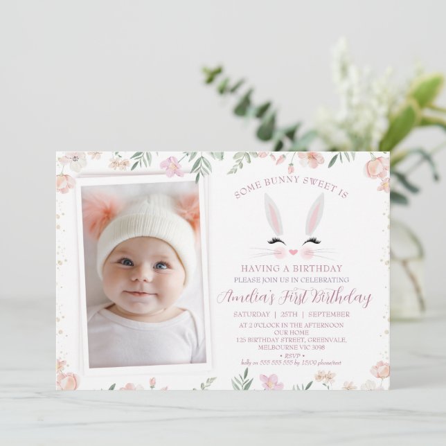 Invitation Photo Fleurs sauvages chauds Quelques lapins 1er a (Debout devant)