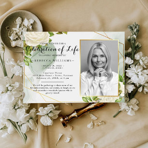 Invitation Photo florale blanche moderne Célébration de la vi