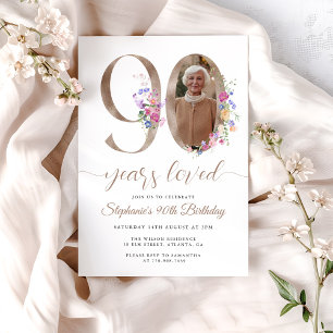 Invitation Photo florale du printemps 90e anniversaire