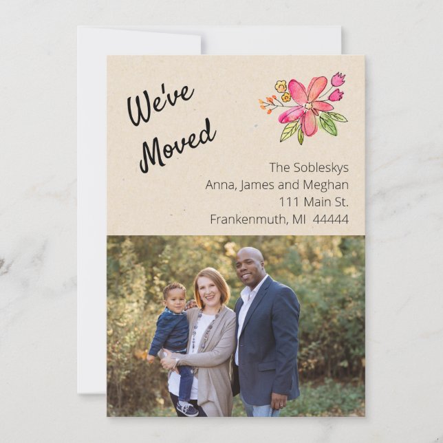 Invitation Photo Florale Nous Avons Déménagé (Devant)