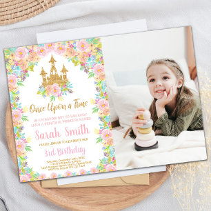 Invitation Photo Florale Parties scintillant Golden Princess 
