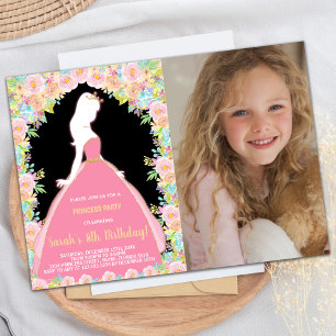 Invitation Photo Florale Parties scintillant Rose noir Prince