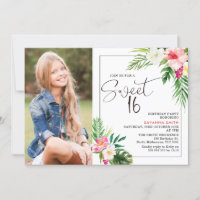 Photo florale tropicale moderne Sweet 16 Anniversa