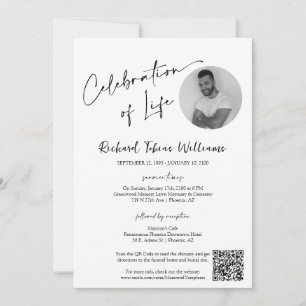Invitation Photo funéraire minimaliste moderne Code QR