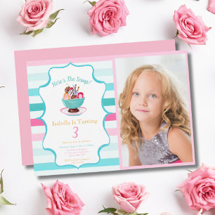 Invitation Photo glace sundae aquarelle Anniversaire