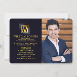 Invitation photo Gold Initial