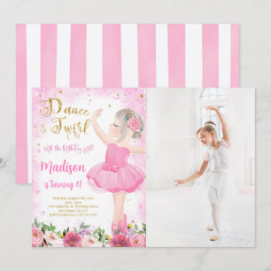 Invitation photo Goled Ballerina