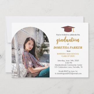 Invitation Photo Graduation Party Elegant Gold Script Design