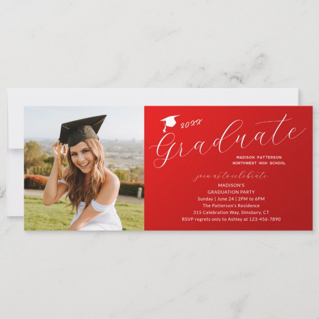 Invitation Photo Graduation Party Élégant Script moderne (Devant)