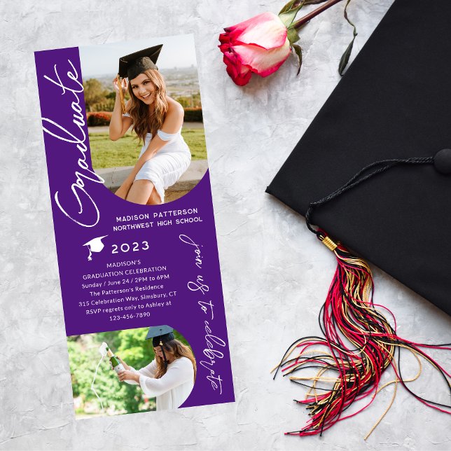 Invitation Photo Graduation Party Moderne Élégant Script (Créateur téléchargé)