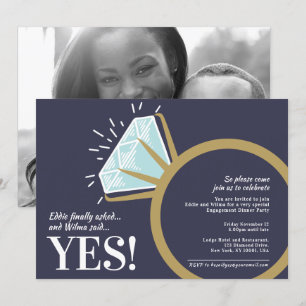 Invitation Photo graphique de l'anneau d'or diamant de la par