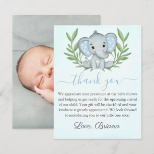 Invitation Photo Greenery Elephant Photo Boy Baby shower Invi