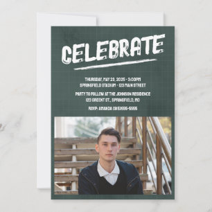 Invitation Photo grunge moderne vert