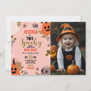 Invitation Photo Halloween Anniversaire Deux Filles Fantômes