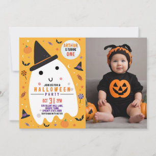 Invitation Photo Halloween Anniversaire Joyeux Fantôme