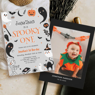 Invitation Photo Halloween Éffrayant Un garçon 1er anniversai