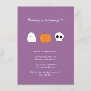 Invitation Photo Halloween fête d'anniversaire Purple 1er ann